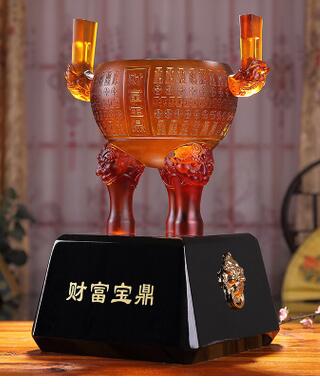 財(cái)富寶鼎-吉祥源禮品琉璃聚寶盆擺件財(cái)富寶鼎家居酒柜辦公室裝飾品商務(wù)禮品