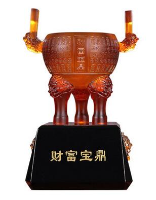 財(cái)富寶鼎-吉祥源禮品琉璃聚寶盆擺件財(cái)富寶鼎家居酒柜辦公室裝飾品商務(wù)禮品